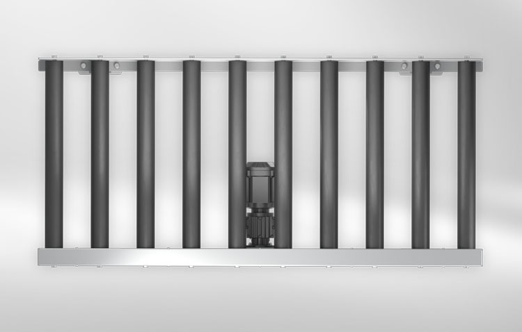 Rollenförderer, mit Antrieb, Draufsicht Rollenförderer mit Antrieb